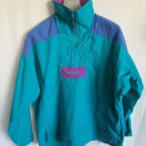 Vintage COLUMBIA Anorak Pullover Windbreaker Jacket Teal Blue Purple Size S